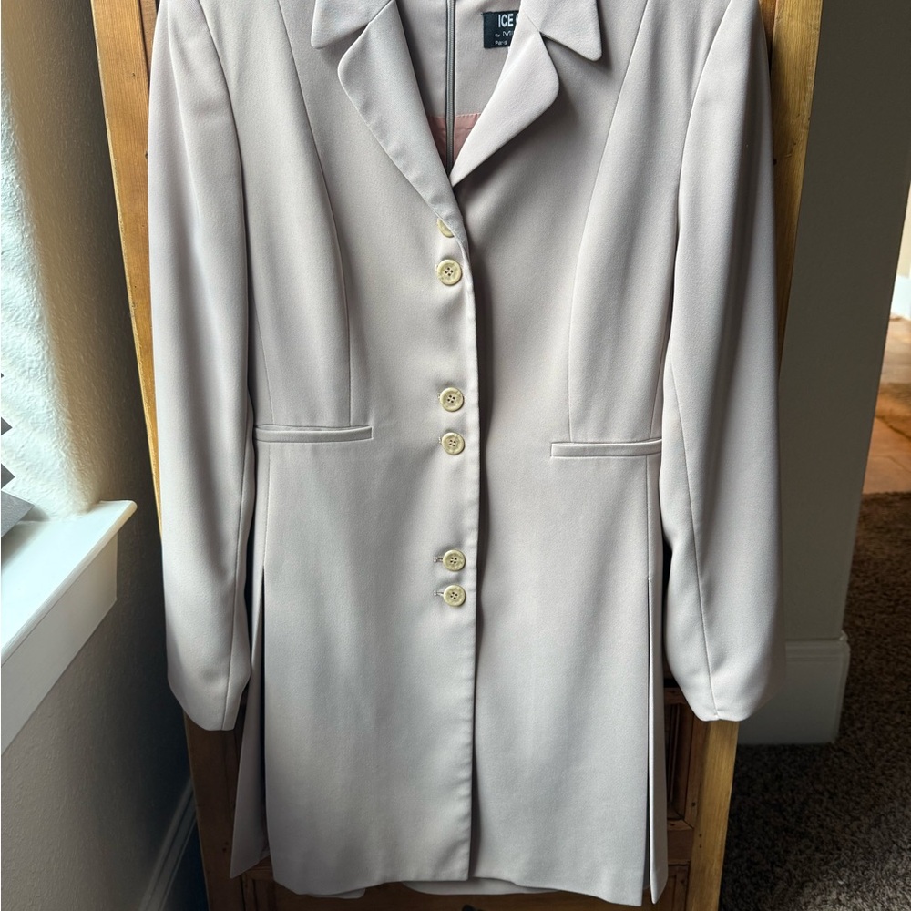 Ice Gray Blazer Tailored Professional Design